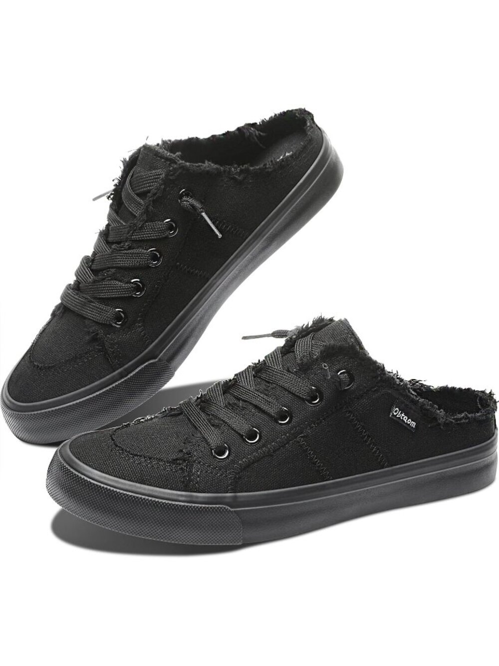 🆕Women's Black Canvas Mules Memory Foam Clipper Sneakers Comfortable Casual